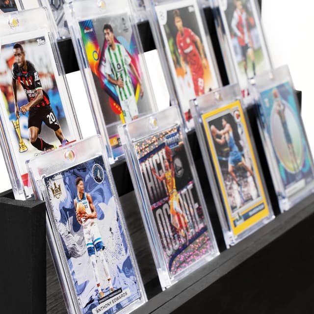 Detalle de Emfogo 3-Tier Rustic Trading Card Display Case with Custom Drawer (Black)