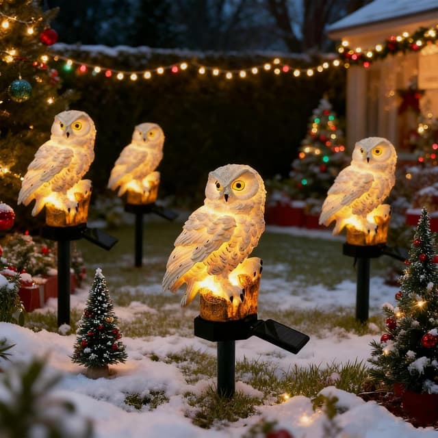 Detalle de XVZ Solar-Gartenlampen mit Eulenmotiv für außen – Solarlampen als Gartendeko für Rasen & Terrasse