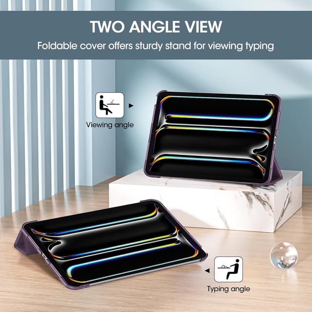 Detalle de ProCase Smart Case for iPad Pro 11 Inch (M5 2025/M4 2024) – Slim folio with hard shell, dark purple