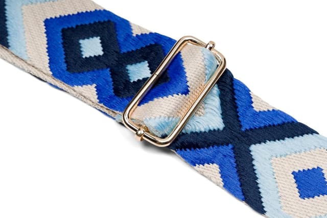 Detalle de styleBREAKER tracolla regolabile in tessuto con motivo etno colorato blu scuro-blu-beige