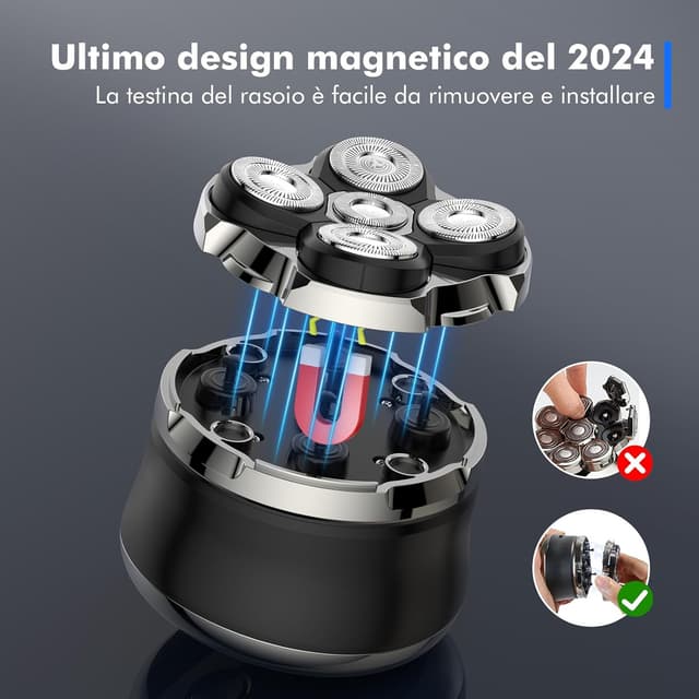 Thumbnail 2 de ETROBOT Rasoio Testa Calva 5D USB Wet & Dry