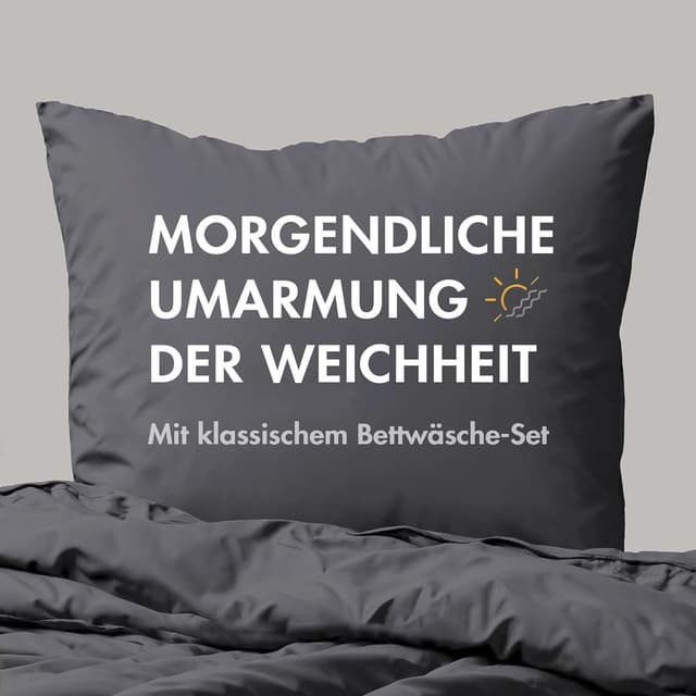 Detalle de Sleeptime Bettwäsche 140x220 (2-teilig) aus 100% Baumwolle mit Kissenbezug 60x70 – Anthrazit Grau