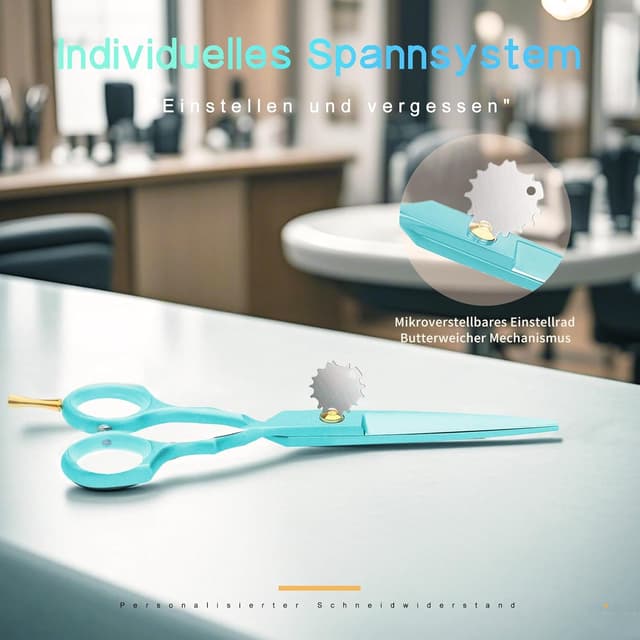 Detalle 1 de Purple Dragon Haarschere 5,5 Zoll & Effilierschere-Set (grün) aus 440C Edelstahl