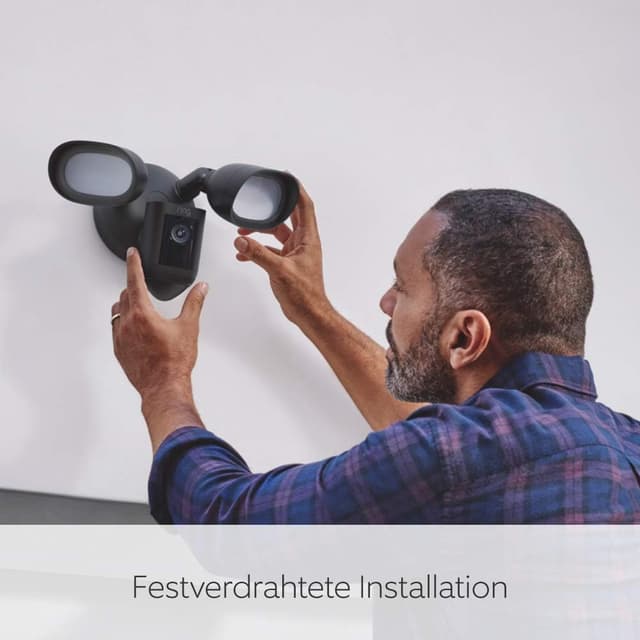 Detalle de Ring Flutlichtkamera Pro Kabel (Floodlight Cam Wired Pro) – Außenkamera mit 2K-Video, Ring Vision, 3D-Bewegung & 110 dB Sirene