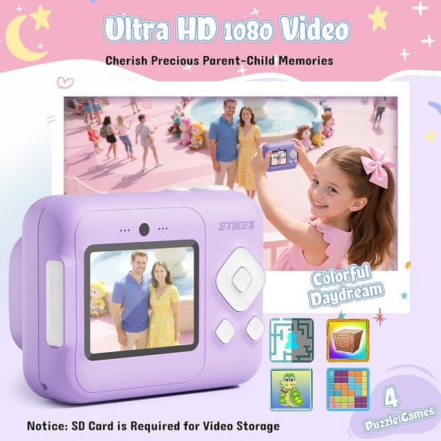 Detalle 2 de ETIKEZ Kids Camera 1080P instant print, 32GB