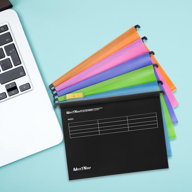 Detalle 2 de MerryNine A4 Suspension Files (24 pcs) with Tabs & Card Inserts – polypropylene hanging file dividers