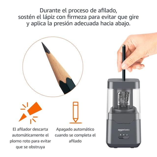 Detalle 2 de Amazon Basics Sacapuntas Eléctrico Portátil ⚡ Batería/USB