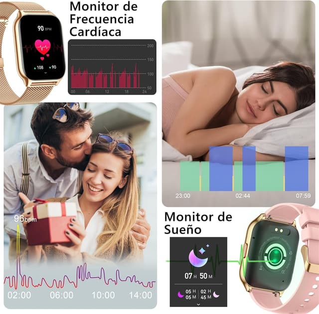 Detalle 2 de ZOSKVEE Reloj Inteligente Mujer 🚶♀️, Bluetooth, Salud y Deportes