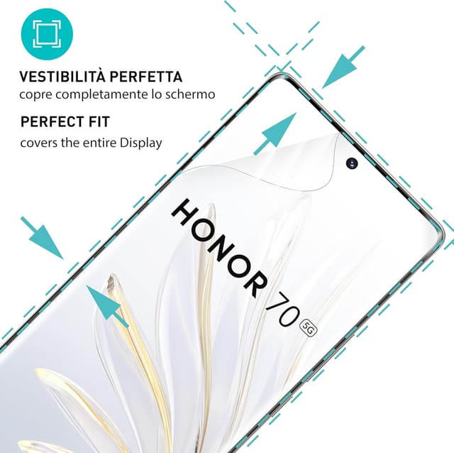 Detalle 2 de smartect TPU Pellicola Protettiva per Honor 70 (2 + 2 pezzi) con protezione schermo e fotocamera