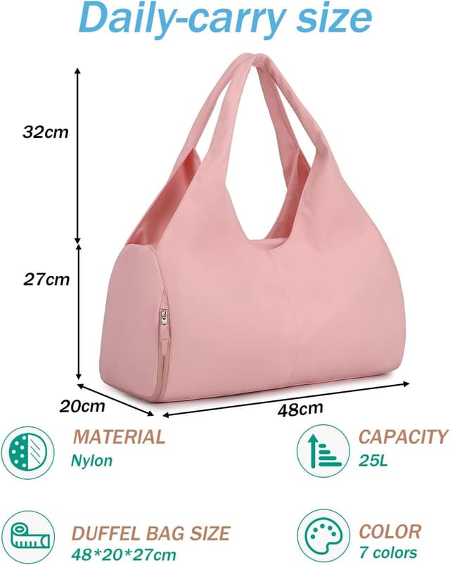 Detalle 2 de BlesMaller Sporttasche für Damen als Handgepäck mit Schuhfach & Nassfach (48 x 20 x 27 cm)