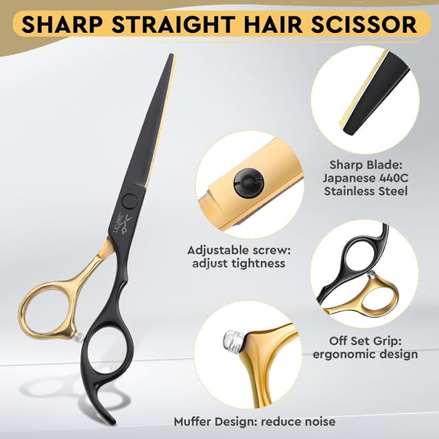 Thumbnail 2 de JASON Tijeras Profesional para Peluquería 6.5" Oro Negro