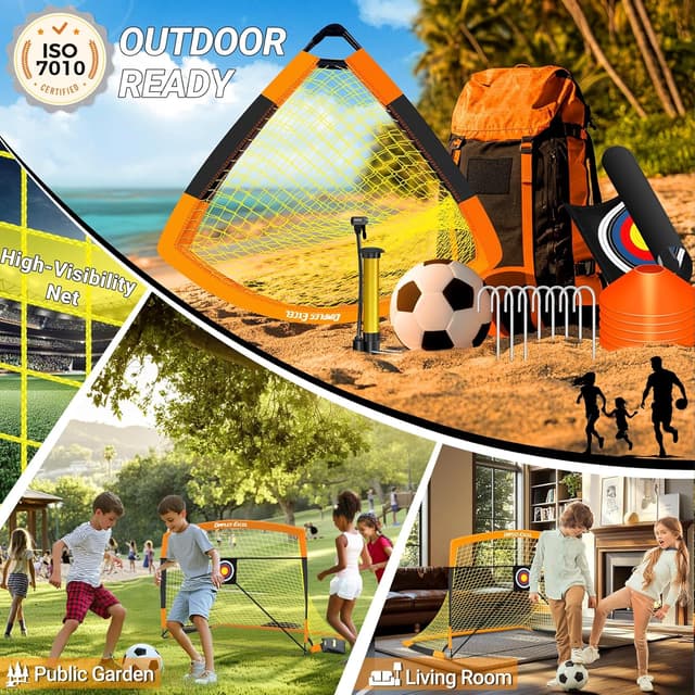 Detalle de Dimples Excel – Lot de 2 buts de football pop-up pour enfants, 152 x 91 cm, orange