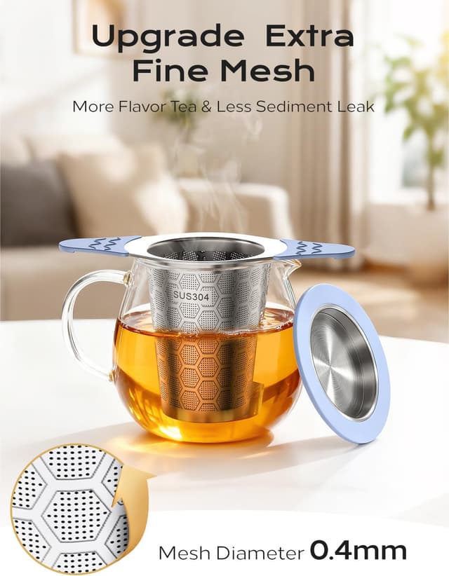 Detalle de CTIANWXY Stainless Steel Tea Infuser for Loose Leaf Tea (Extra-Fine Mesh, Silicone Handles)