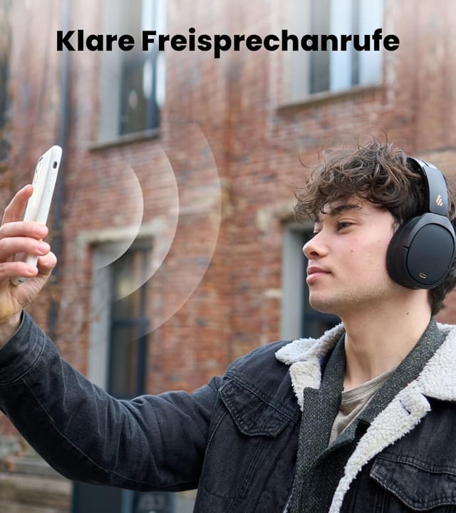 Detalle de Edifier W80 faltbare Over-Ear-Bluetooth-Kopfhörer mit ANC (bis -49 dB), LDAC & Multipoint – Schwarz