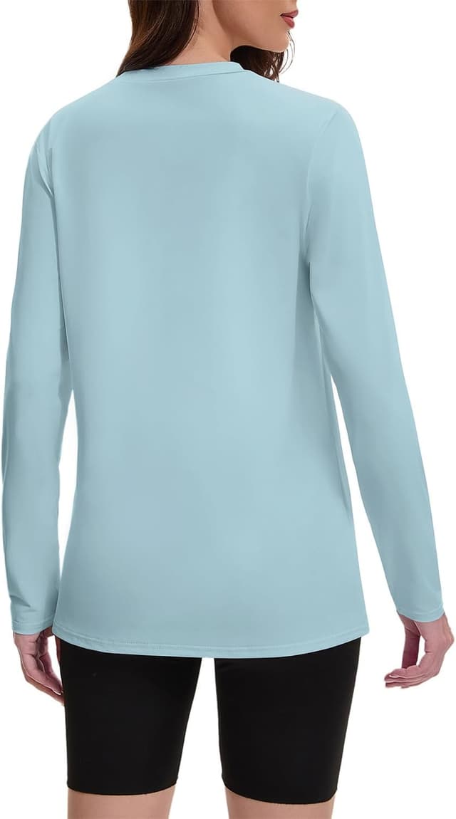 Detalle de Suncife Women’s Long Sleeve Workout Tops (Crew Neck) – breathable, quick-drying gym & yoga tees