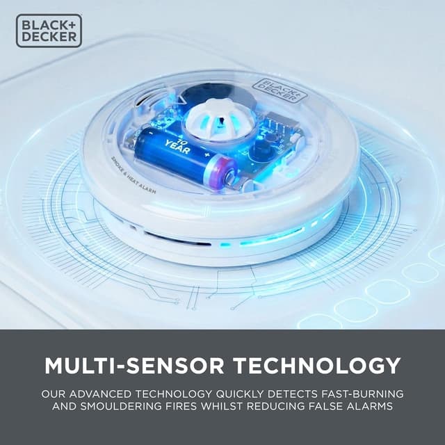 Detalle de BLACK+DECKER Multi-Sensor Smoke and Heat Alarm (10-year battery included) — Kitemark certified