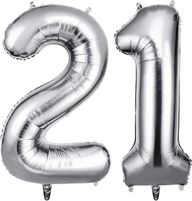 Imagen de OFFCUP Zahlen Luftballon 21 Silber 101 cm 🎈 en OfertitasTOP