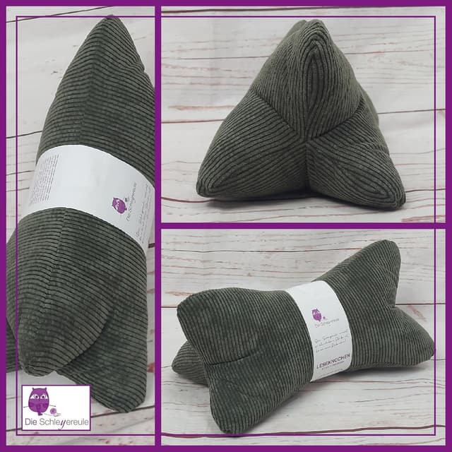 Detalle de Leseknochen Nackenkissen aus Cord – bequem, waschbar & in Deutschland handgefertigt (Cord Jäger)
