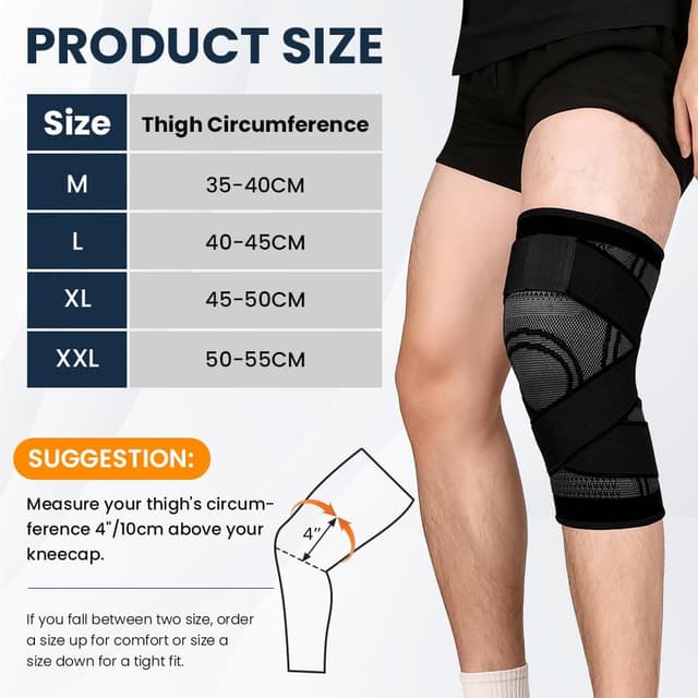 Detalle 2 de Fefod Genouillère de sport élastique réglable (compression rotulienne et ligamentaire) pour running, cyclisme