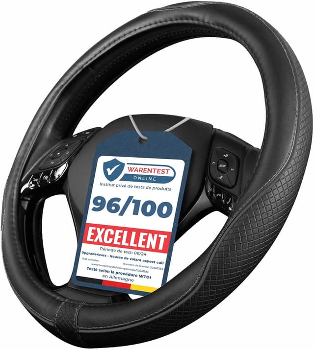 Detalle de Couvre volant noir simili cuir 37-38 cm