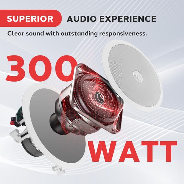 Detalle 2 de Pyle Ceiling Speakers – Pair of 2-way 8" flush-mount midbass speakers with 1" titanium tweeter (20cm)