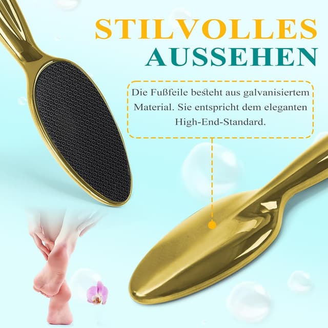Detalle 2 de HovuuTuig Nano Glas Hornhautentferner mit Langgriff – sanfte Fußpflege für nasse & trockene Füße (Gold)