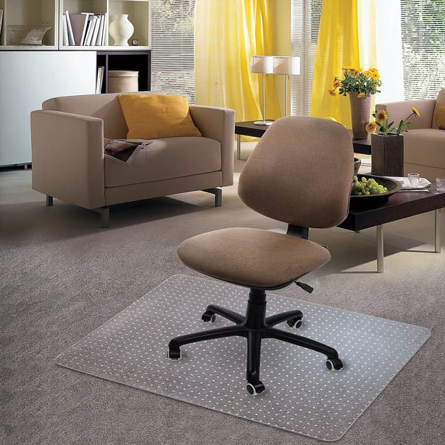 Detalle de Kuyal Clear PVC Carpet Chair Mat 48" x 36" (BPA-free) for Home Office Floors