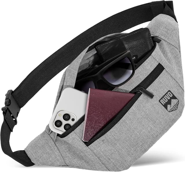 Detalle de RUVO Marsupio da cintura grigio, 4 scomparti
