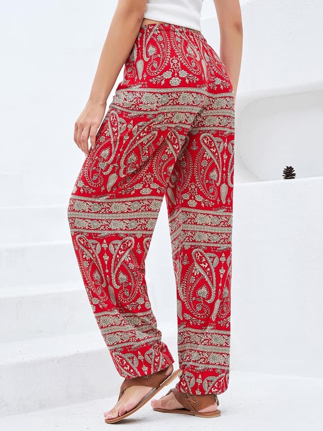Detalle de QIANXIZHAN Women’s Harem Pants (Boho Palazzo Joggers) with Pockets