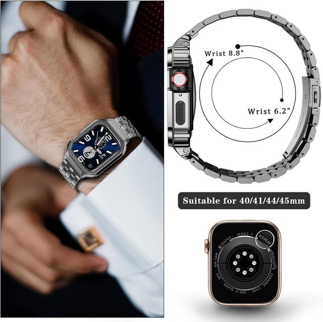 Detalle 2 de SUPLINK Stainless Steel Case with Strap for Apple Watch (316L metal bumper strap)