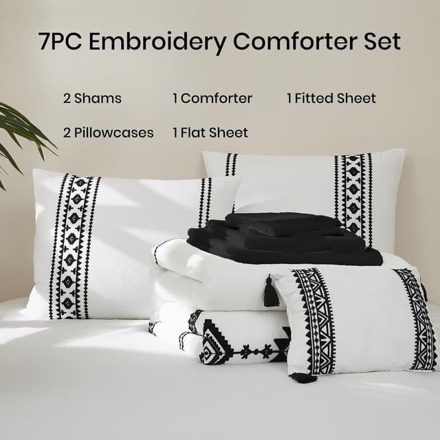 Thumbnail 6 de MaiRêve Embroidery Comforter Set Queen 90x90