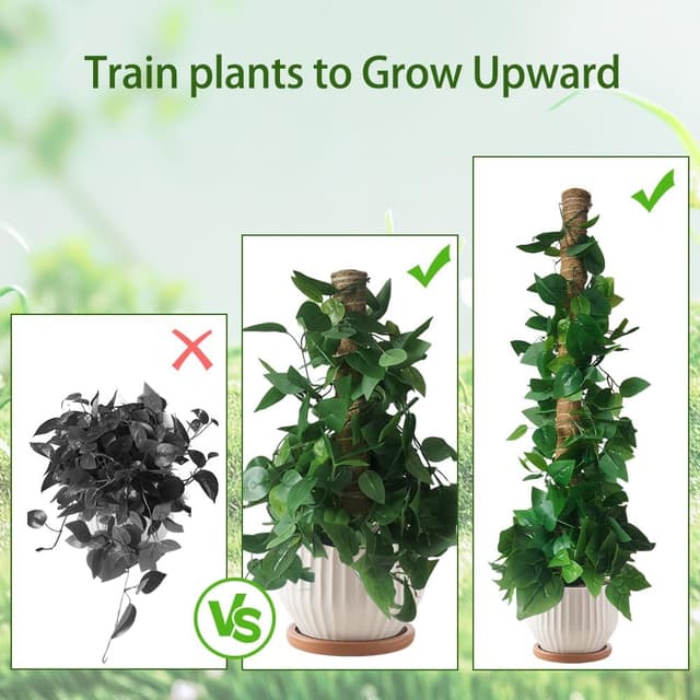 Detalle de YAWAHOME Moss Pole for Monstera (6 pack) – stackable coir support extendable up to 193cm