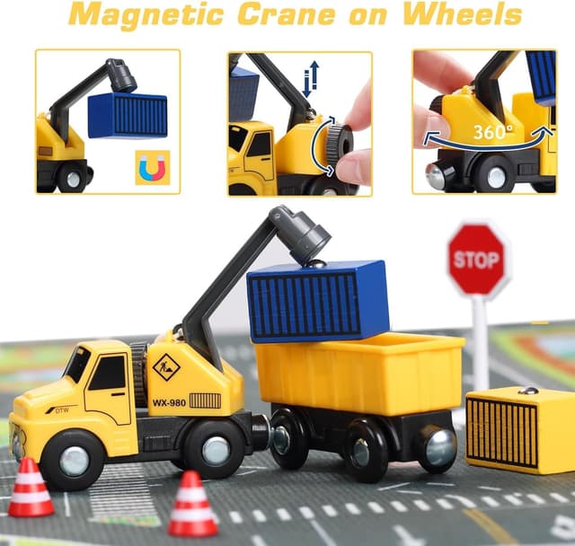 Detalle 2 de Train en bois 12 pièces à traction magnétique