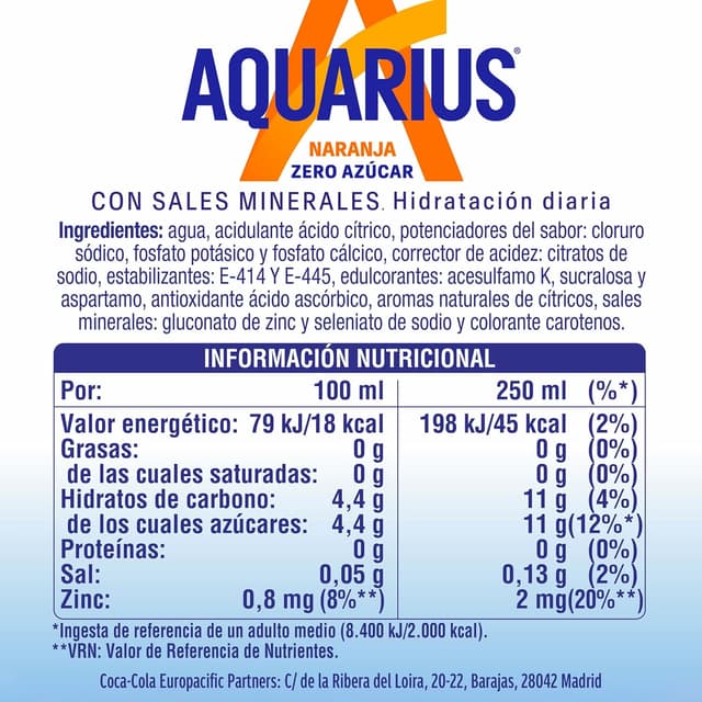 Thumbnail 4 de AQUARIUS Naranja Zero 💧 Pack 6 Botellas 1.5L