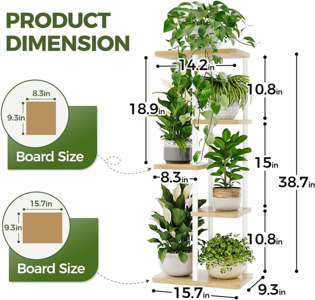 Detalle 2 de Bamworld corner plant stand 5-tier, 38.7in
