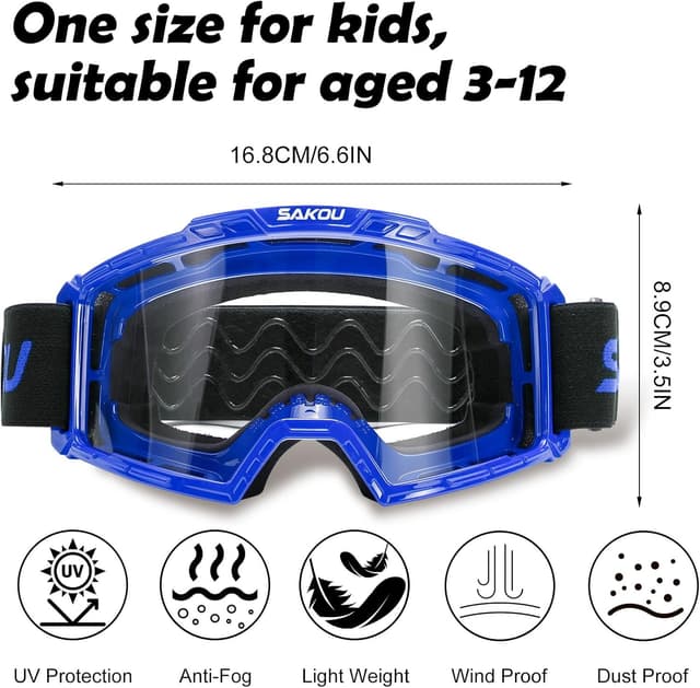 Detalle 2 de SAKOU Kinder Motorradbrille mit UV400-Schutz 85 g