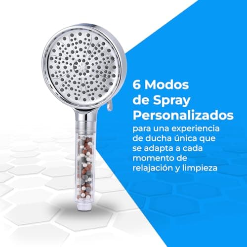 Thumbnail 2 de NK Alcachofa de Ducha Redonda con 6 Modos de Spray: Alta Presión y Filtración de Agua