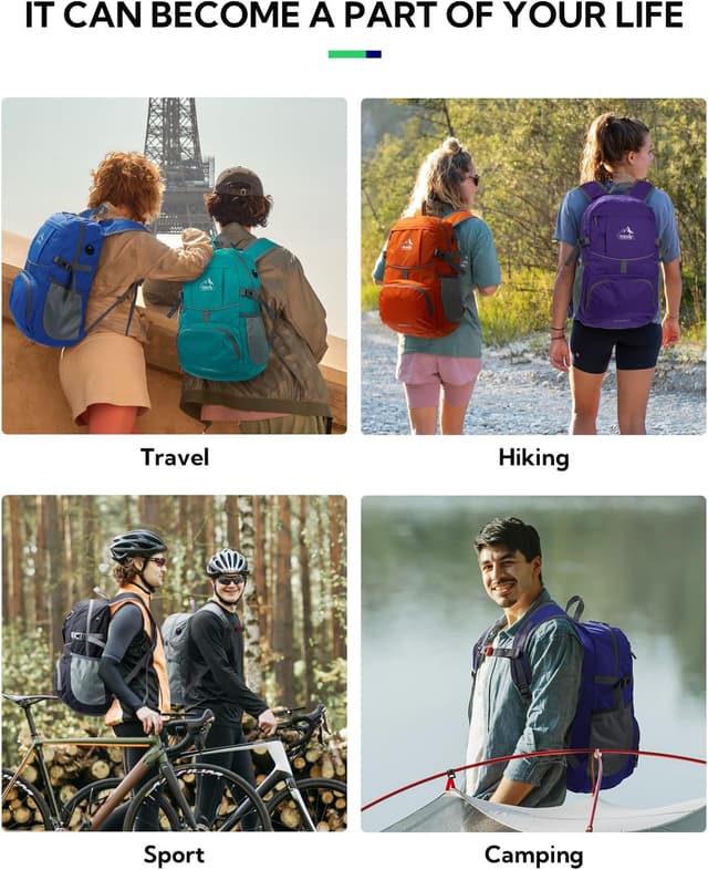 Detalle de Waterfly faltbarer Ultraleicht-Rucksack 25 l – packable Wanderrucksack mit Reflektor und Brustgurt