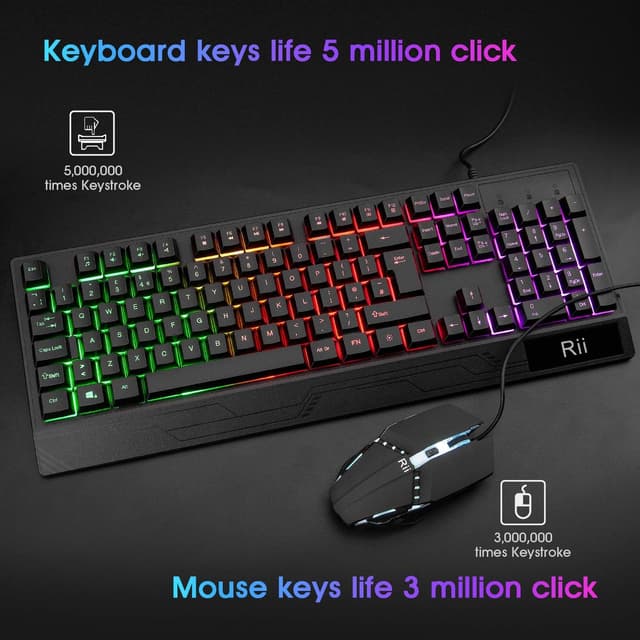 Thumbnail 1 de Rii Gaming Keyboard and Mouse Set RGB