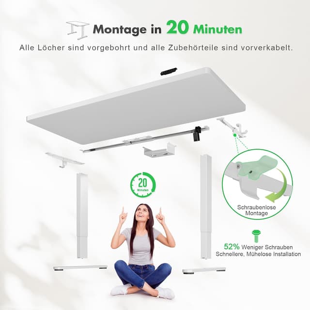 Detalle 2 de Flamaker höhenverstellbarer Stehschreibtisch elektrisch 180x80 cm (mit Kabelmanagement)