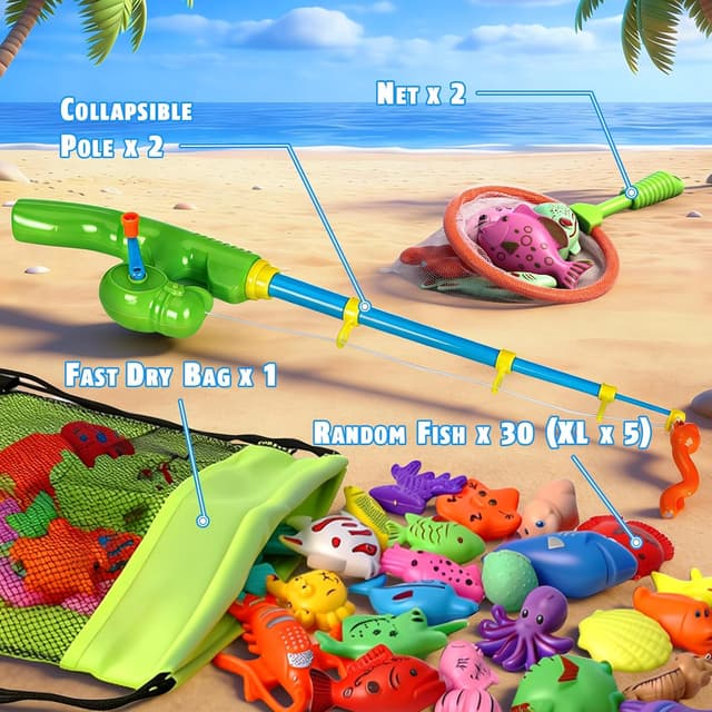 Detalle 2 de CozyBomB Magnetic Fishing Toy Set for Kids 🎣