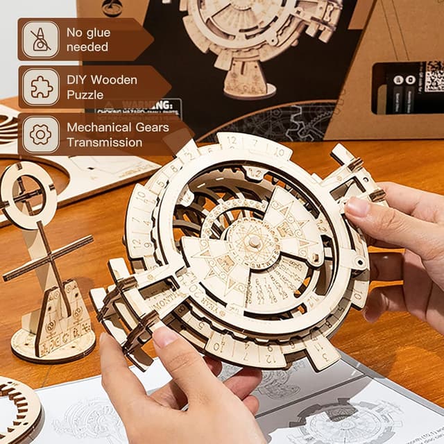 Detalle 2 de Robotime 3D Perpetual Calendar Wooden Model Kit (Adult Jigsaw-Style Brain Teaser)