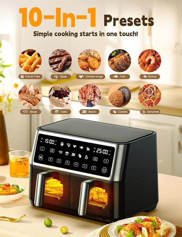 Detalle 2 de 10L Dual Air Fryer with Sync Cook