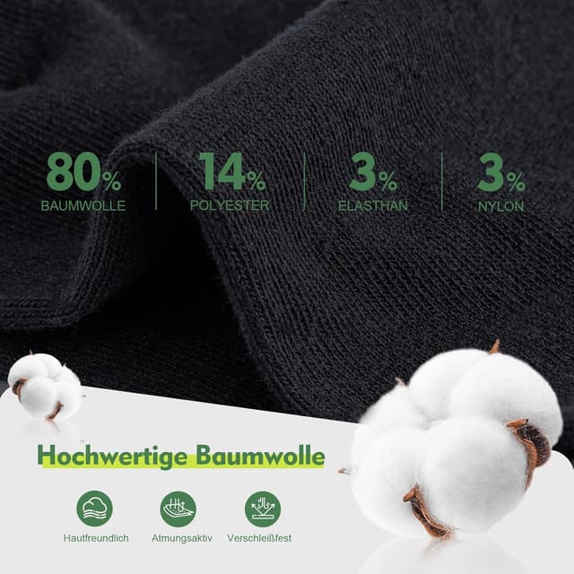 Detalle de SockWaddles 10 Paar Sneaker Socken für Herren & Damen – atmungsaktive Baumwoll-Kurzsocken (schwarz/weiß/grau)