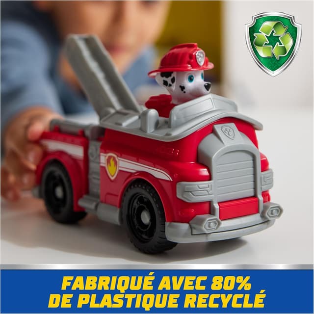 Detalle de Paw Patrol Pat Patrouille – Véhicule figurine Marcus (camion de pompiers) avec figurine de Marshall