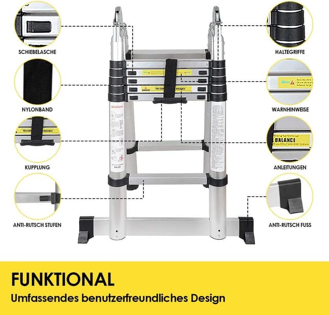 Thumbnail 2 de Ikodm Scala telescopica pieghevole in alluminio 5 m