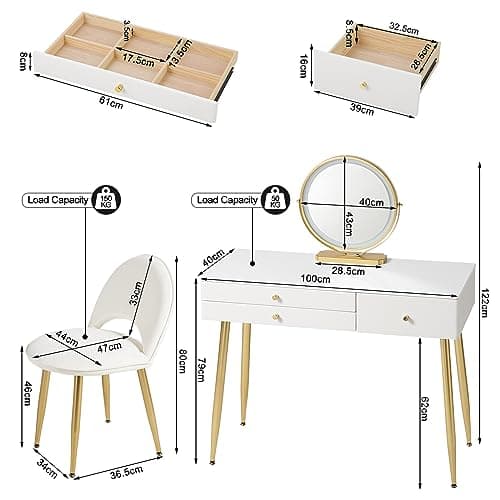 Thumbnail 3 de WOLTU Tocador con Espejo LED y Cajones