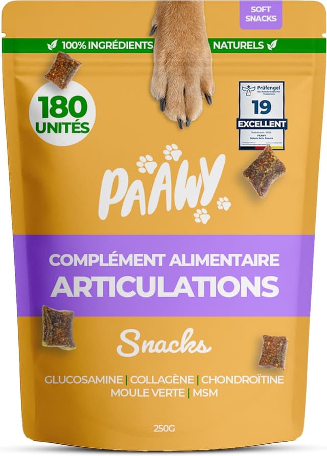Detalle de Paawy Articulation Chien – compléments articulations en snacks (180) pour mobilité et arthrose