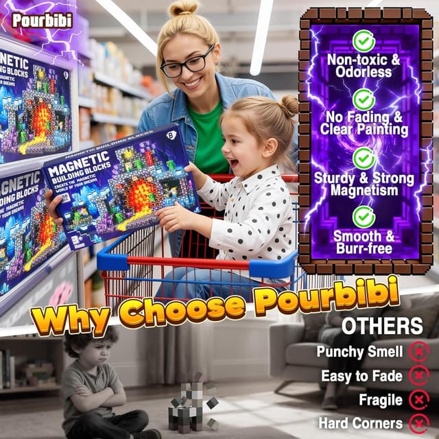Thumbnail 6 de Pourbibi Magnetische Bausteine 150 Teile