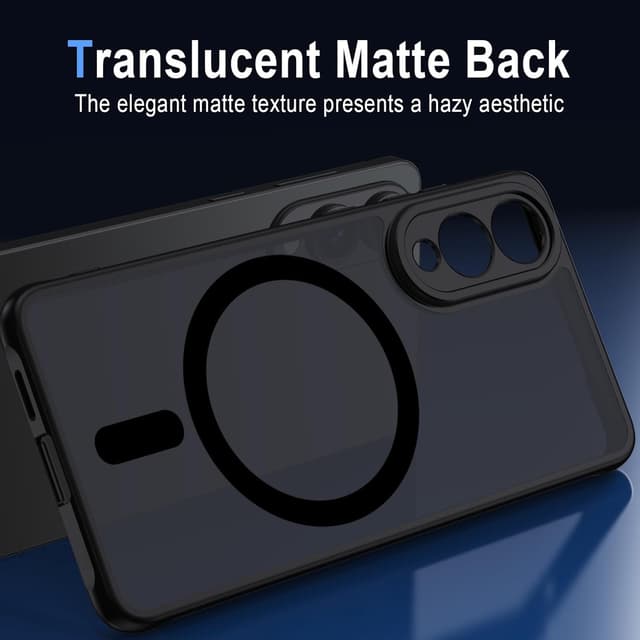 Detalle de Coque XTCASE pour Samsung Galaxy S25 Edge magnétique compatible MagSafe – Noir, finition translucide mate